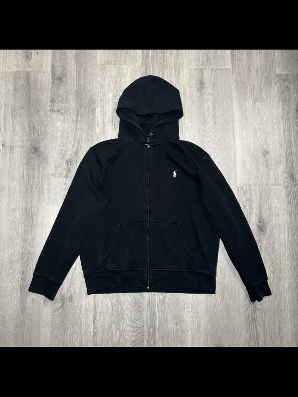 Polo by Ralph Lauren Black Zip-Up Hoodie with Polo Pony